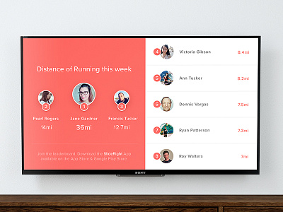 Nudge Leaderboard for TVs fitness leaderboard ui ux