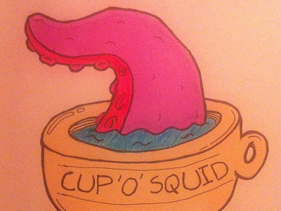 Cup 'o' squid cup fineliner marker octopus squid tentacle