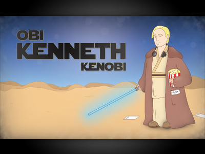 Obi Kenneth Kenobi flyer illustration lightsaber obi wan kenobi popcorn runge star wars tatooine the force the light side
