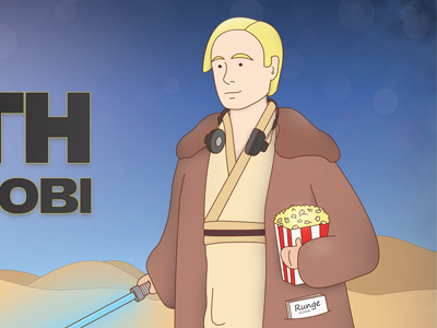 Obi Kenneth Kenobi 2 close up flyer illustration lightsaber obi wan kenobi popcorn runge star wars tatooine the force the light side