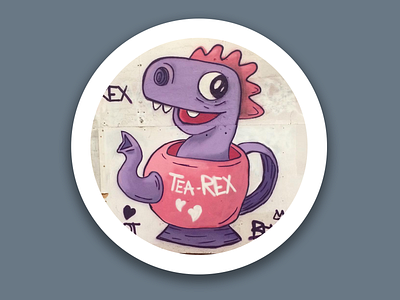 Tea-rex beingbendsen character dino dinos dinosaur illustration rex sprayart spraypaint tea