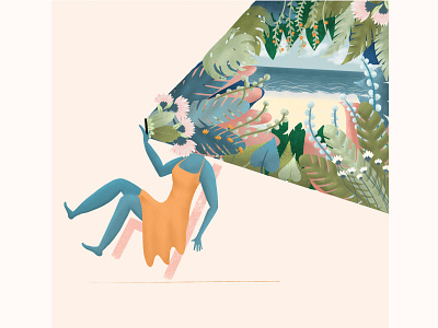 Social Nature beach communication design distraction editorial art editorial illustration emotions feelings flowers graphic hello dribbble illustration nature nature art nature illustration outdoors phone plants screen time trapped