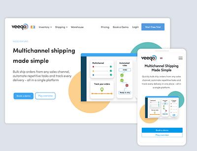 Veeqo Shipping hero page design and illustrations branding communication design graphic hero image hero page illustraion infographics inventory inventory management inventory management software multichannel multichannel shipping shipping shipping company shipping management vector vector illustrator webdesign website