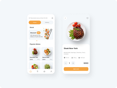 Food delivery App app application delivery design drink food foodie minimal ordering service ui ux