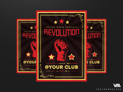 Revolution - Flyer / Poster design flyers music photoshop posters print print design psd red revolution vectormedia vectormediagr yellow