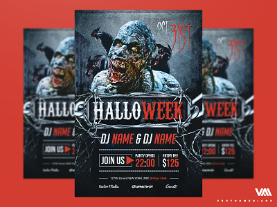 HalloWeek - Flyer / Poster artwork envato flyer flyer design flyer template flyers graphicriver halloween halloween design halloween flyer halloween party holiday photoshop poster posters spooky vectormedia vectormediagr