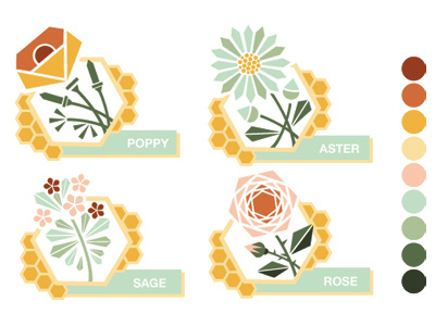 Flower Icons flowers geometric icons vector