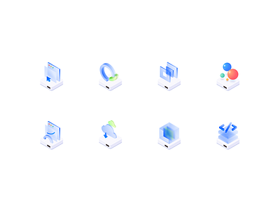 3D icon set - Cloud service