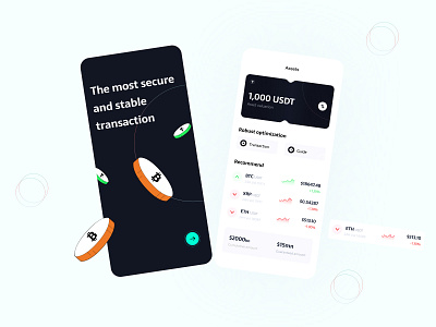 Financial digital currency wallet design illustration ui web page design