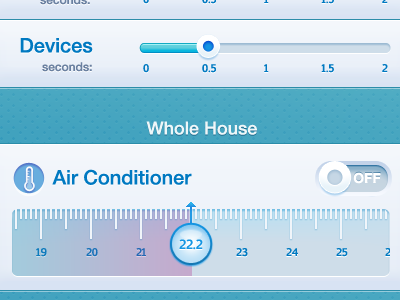 Thermostat ipad pop over settings slider switches temperature thermostat