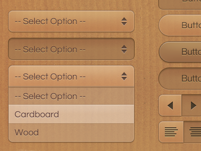 Cardboard UI Set buttons cardboard switches tabs texture ui ui set