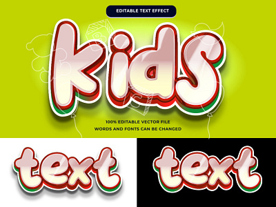 Kids Text effect editable adobe illustrator font effect font style graphic style illustrator kids layer style text effect
