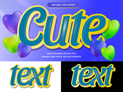 Cute Text effect editable adobe illustrator cute font style illustrator text effect yellow