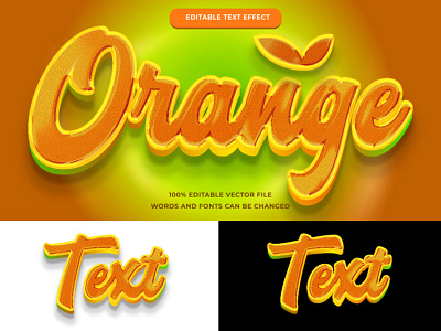 Orange text effect editable adobe illustrator font editable font style fruit text illustrator layer style orange text effect