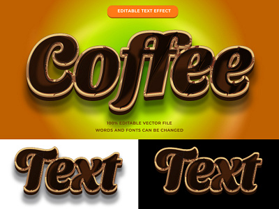 Coffee Text Effect Editable adobe illustrator coffee font style illustrator label layer style text coffee vector text