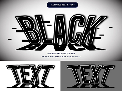 Black glitch shape text effect editable