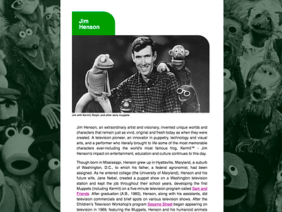 Tribute Website for Jim Henson design responsive ui web web design