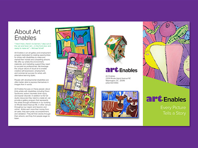 Half-fold brochure for Art Enables graphic design indesign non profit print