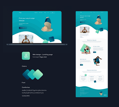 Yoga - concept - Landing Page design figma flat flatdesign gradient graphic illustration illustrator landingpage logo meditation typography ui vector waves web webdesig website yoga