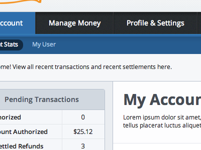 UI Design - Manage Account