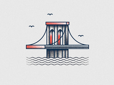 Brooklyn bridge brooklyn grain icon illustration new york ny usa vector