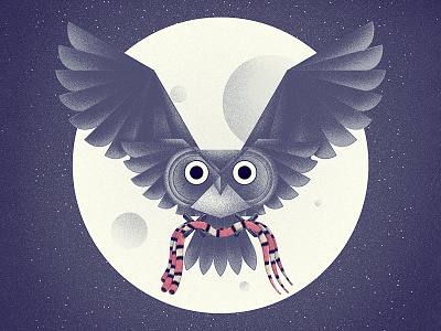 Moon Owl birds book charley harper editorial horacio quiroga illustration las medias de los flamencos moon nature owl sky wildlife