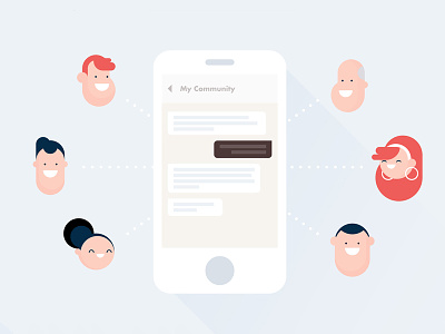 Chat app character chat community flat illustration mobile styleframe