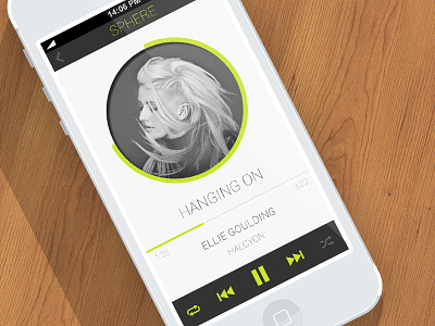 Sphere app clean design flat interface ios ios7 iphone music round ui user