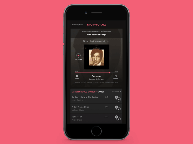 SPOTYFORALL feature jukebox mobile music player playlist spotify ui ux vote voting