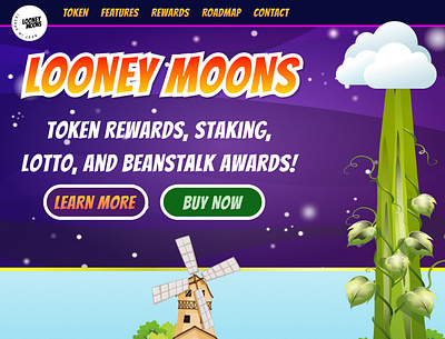 Looney Moons Landing Page - Token Deployed to the BSC Blockchain blockchain branding bsc cryptocurrency design graphic design illustration landing page ui ux