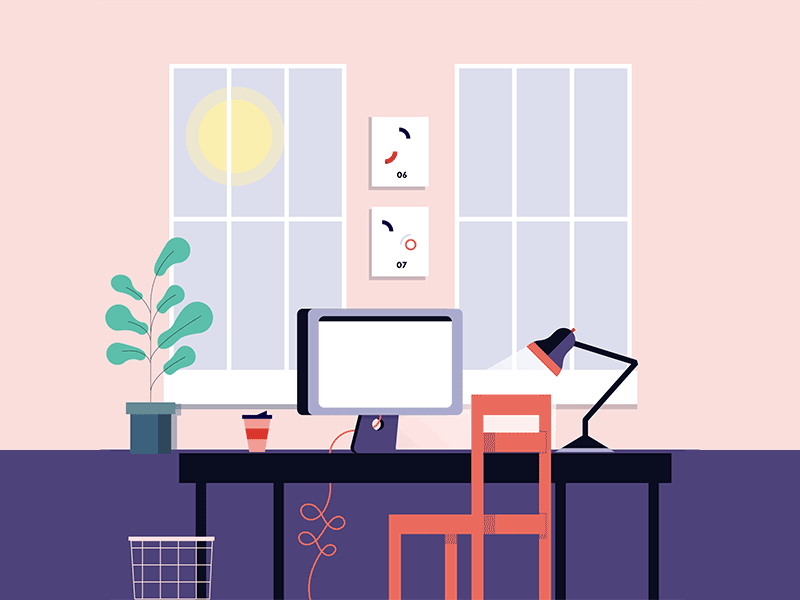 O Studio By Co Dribbble Fun Side Project The First Of A Series Scenes Ilrating Our New Studio Space Life