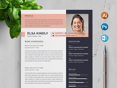 Professional Resume Template a4 clean resume cv template design elegant resume illustration logo modern resume resume clean resume cv