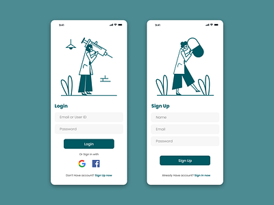Login and register mobile screen Healthcare app