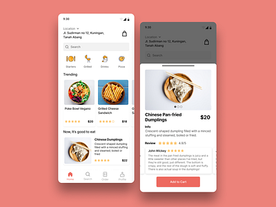 Foody - Food app UI exploration app clean design mobile simple ui