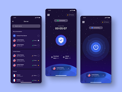 Mobile VPN App - Space Dark