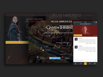 Valar Morghulis app design ui ux web