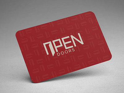 Open Doors Business Card branding business card businesscard card design door logo logotype mockup red