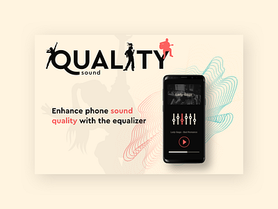 Quality Sound flat hero illustration mobile slider typography vector