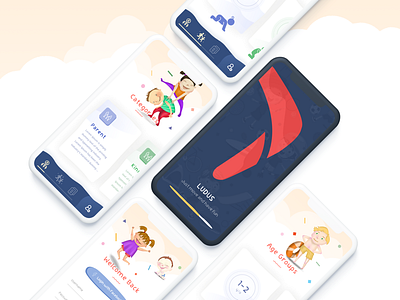 Activity App For Kids activity app character children childrens illustration clean flat game illustration iphone x mobile mobile app typography ui ux design vector