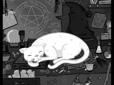 Inktober - Exhausted black white cat cat art illustration inktober monochrome vector