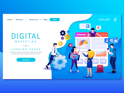 Illusatration landing page design illustration web