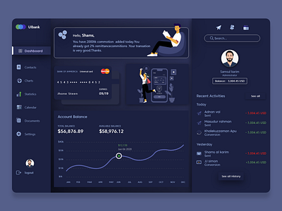 Banking Dashboard | Web Design banking clean dark ui dark web app dashboard ui illustration minimal online banking saas saas design ui ui design ux web design webapp webapp design