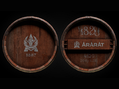 Brandy barrel 3d ararat barrel brandy cask rivets staves ybc