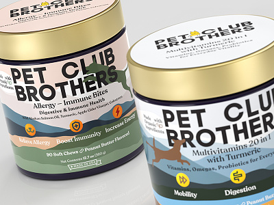 Pet Club Brothers 3d dogs identity branding packaging pets visualization