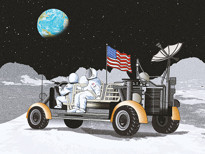 Moon Rover ai earth graphic design illustrated illustration moon moonrover nasa planets space textures usa vector