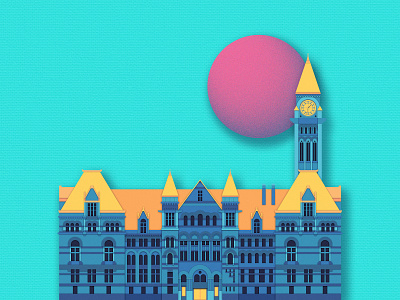 Old City Hall architecture design flat illustration toronto vector