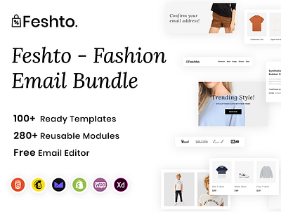 Feshto - Fashion Email Bundle branding design editor email email design email template fashion illustration shopify website xd xd design