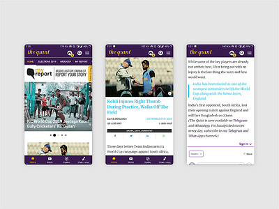 Journalism News Media App | The Quint app branding design media news newsfeed typography ui ux