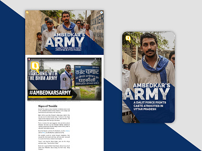 News Long-form Article Design | The Quint | Ambedkar's Army article design longform media news political politics reading responsive typography ui ux