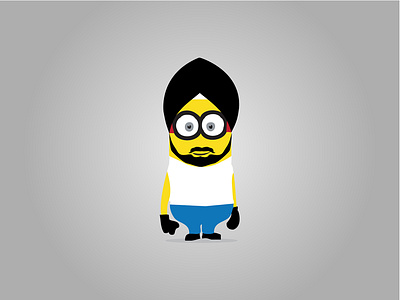 Minion Illustrated Sikh Character | Buntee art cartoon character design color comic design flat illustration portrait vector